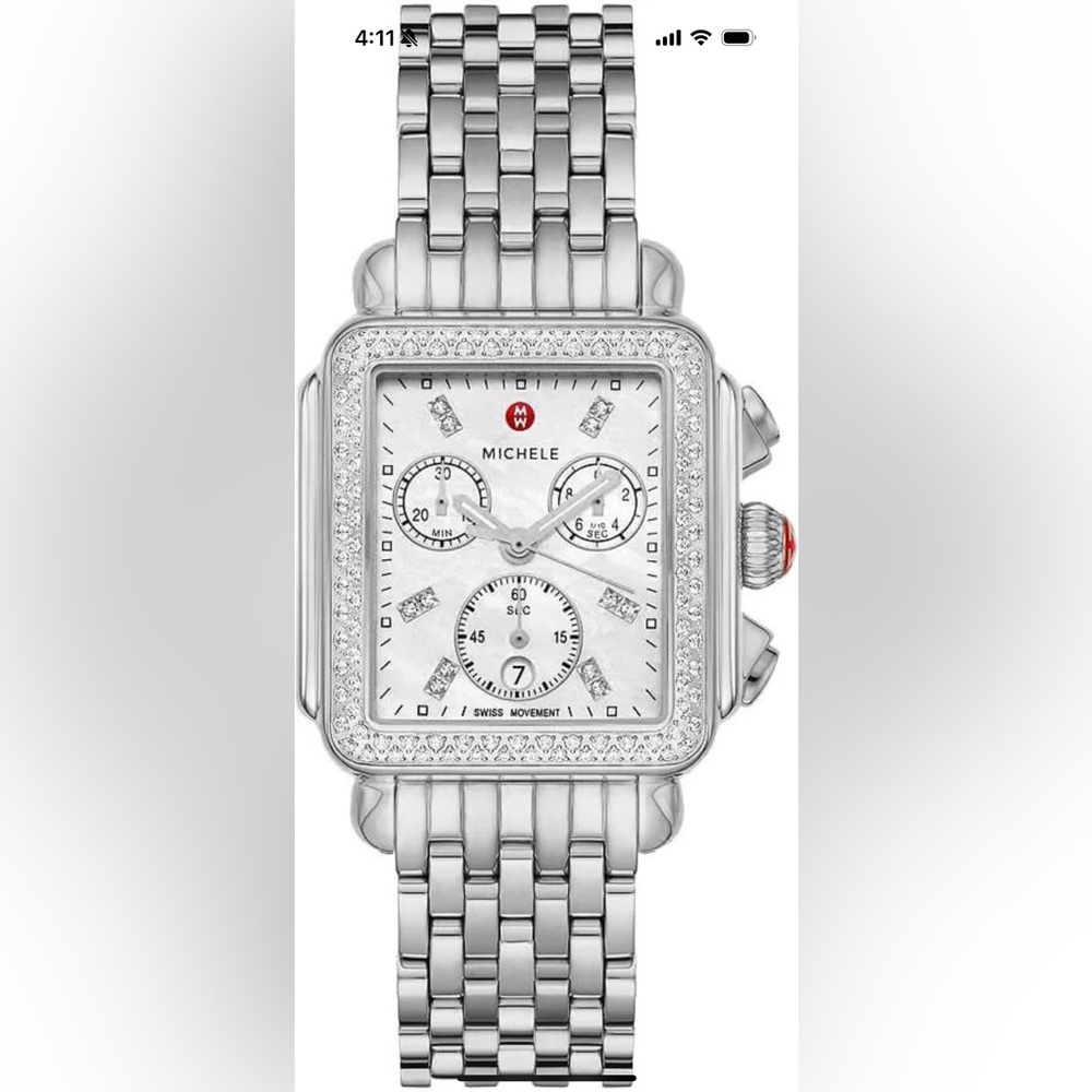 Michele Deco Diamond Mother Of Pearl Dial Women's Watch